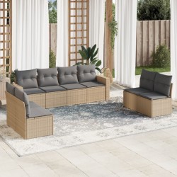 Salon de jardin avec coussins 8 pcs beige résine tressée 510310510310