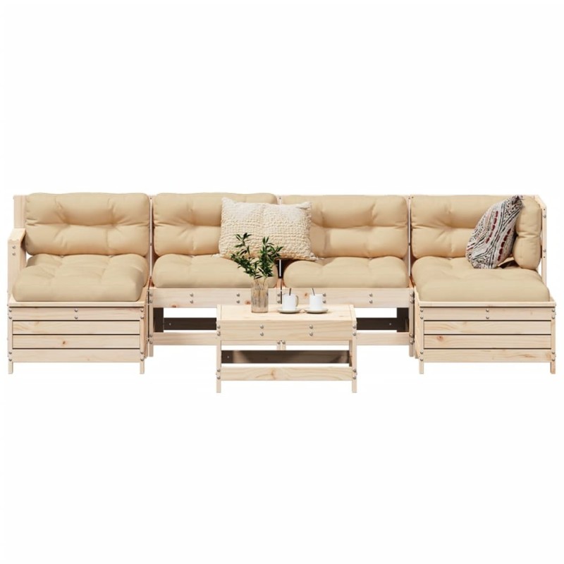 Salon de jardin 7 pcs bois de pin massif 510312510312