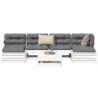 Salon de jardin 7 pcs blanc bois de pin massif 510313510313