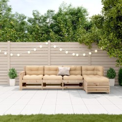 Salon de jardin 5 pcs avec coussins Bois de pin massif 510320510320