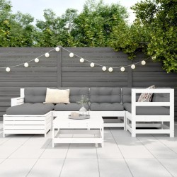 Salon de jardin 7 pcs blanc bois de pin massif 510326510326