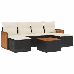 Salon de jardin 7 pcs avec coussins noir résine tressée 510331510331