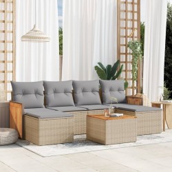 Salon de jardin avec coussins 7 pcs beige résine tressée 510332510332