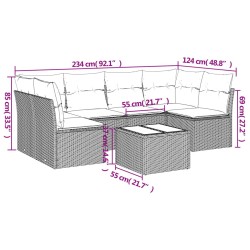 Salon de jardin avec coussins 7 pcs gris clair résine tressée 510333510333