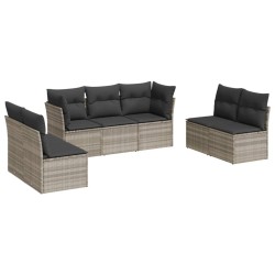 Salon de jardin avec coussins 7 pcs gris clair résine tressée 510334510334