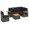 Salon de jardin 6 pcs avec coussins noir résine tressée 510335510335