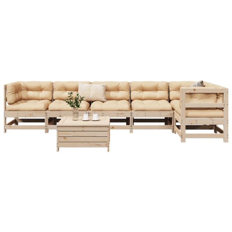 Salon de jardin 7 pcs bois de pin massif 510336510336