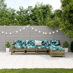 Salon de jardin 5 pcs avec coussins bois de pin imprégné 510339510339
