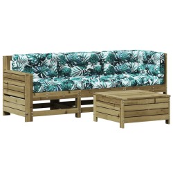 Salon de jardin 4 pcs avec coussins bois de pin imprégné 510349510349