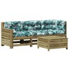 Salon de jardin 4 pcs avec coussins bois de pin imprégné 510349510349