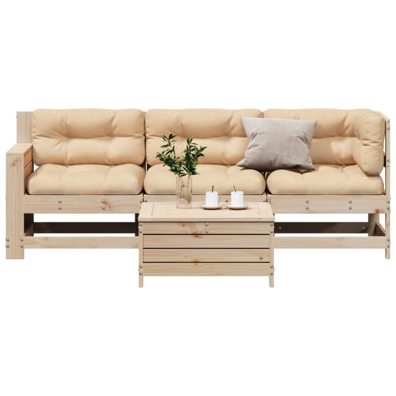 Salon de jardin 4 pcs avec coussins Bois de pin massif 510351510351