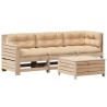 Salon de jardin 4 pcs avec coussins Bois de pin massif 510351510351