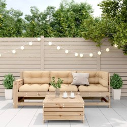 Salon de jardin 4 pcs avec coussins Bois de pin massif 510351510351