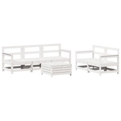 Salon de jardin 6 pcs blanc bois de pin massif 510353510353