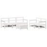 Salon de jardin 6 pcs blanc bois de pin massif 510353510353