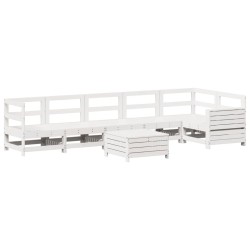 Salon de jardin 7 pcs blanc bois de pin massif 510364510364