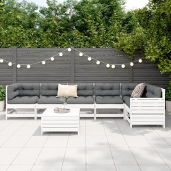 Salon de jardin 7 pcs blanc bois de pin massif 510364510364