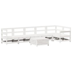 Salon de jardin 7 pcs blanc bois de pin massif 510367510367