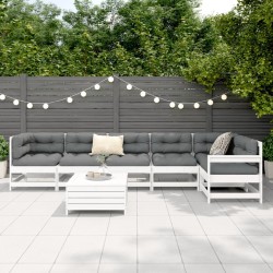 Salon de jardin 7 pcs blanc bois de pin massif 510367510367