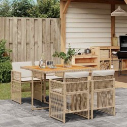 Ensemble à manger de jardin avec coussins 5pcs Beige poly rotin 510369510369