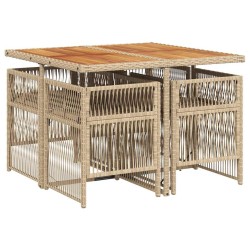 Ensemble à manger de jardin avec coussins 5pcs Beige poly rotin 510369510369