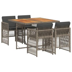 Ensemble à manger de jardin 5 pcs coussins gris résine tressée 510370510370