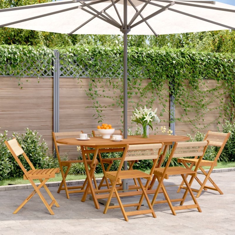 Chaises de jardin pliantes lot de 6 beige bois d'acacia massif 510371510371