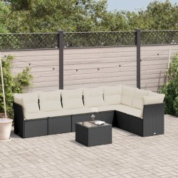 Salon de jardin 8 pcs avec coussins noir résine tressée 510372510372