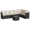 Salon de jardin 8 pcs avec coussins noir résine tressée 510372510372