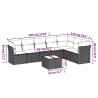 Salon de jardin 8 pcs avec coussins noir résine tressée 510372510372