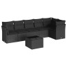 Salon de jardin 7 pcs avec coussins noir résine tressée 510373510373