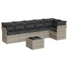 Salon de jardin avec coussins 7 pcs gris clair résine tressée 510374510374