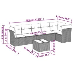 Salon de jardin avec coussins 7 pcs gris clair résine tressée 510374510374