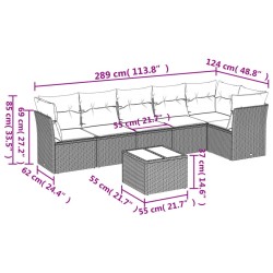 Salon de jardin avec coussins 7 pcs marron résine tressée 510375510375