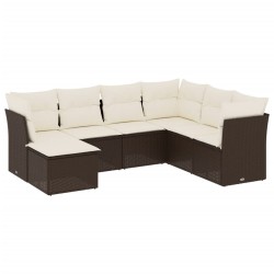 Salon de jardin avec coussins 7 pcs marron résine tressée 510377510377