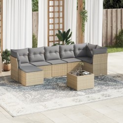 Salon de jardin avec coussins 8 pcs beige résine tressée 510379510379