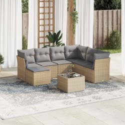 Salon de jardin avec coussins 8 pcs beige résine tressée 510381510381