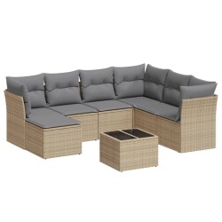 Salon de jardin avec coussins 8 pcs beige résine tressée 510381510381