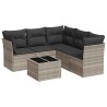Salon de jardin 6 pcs avec coussins gris clair résine tressée 510384510384