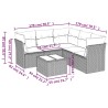 Salon de jardin 6 pcs avec coussins gris clair résine tressée 510384510384