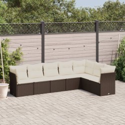 Salon de jardin avec coussins 7 pcs marron résine tressée 510387510387