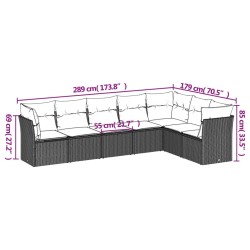 Salon de jardin avec coussins 7 pcs marron résine tressée 510387510387