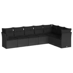 Salon de jardin 7 pcs avec coussins noir résine tressée 510388510388