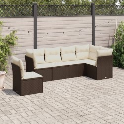Salon de jardin avec coussins 7 pcs marron résine tressée 510389510389