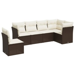 Salon de jardin avec coussins 7 pcs marron résine tressée 510389510389
