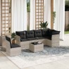 Salon de jardin avec coussins 7 pcs gris clair résine tressée 510390510390