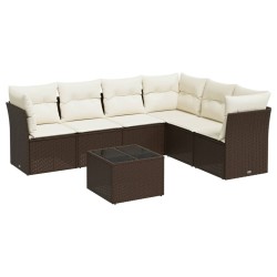 Salon de jardin avec coussins 7 pcs marron résine tressée 510392510392