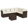 Salon de jardin avec coussins 7 pcs marron résine tressée 510392510392