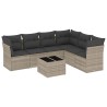 Salon de jardin avec coussins 7 pcs gris clair résine tressée 510393510393