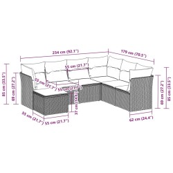 Salon de jardin avec coussins 7 pcs gris clair résine tressée 510396510396